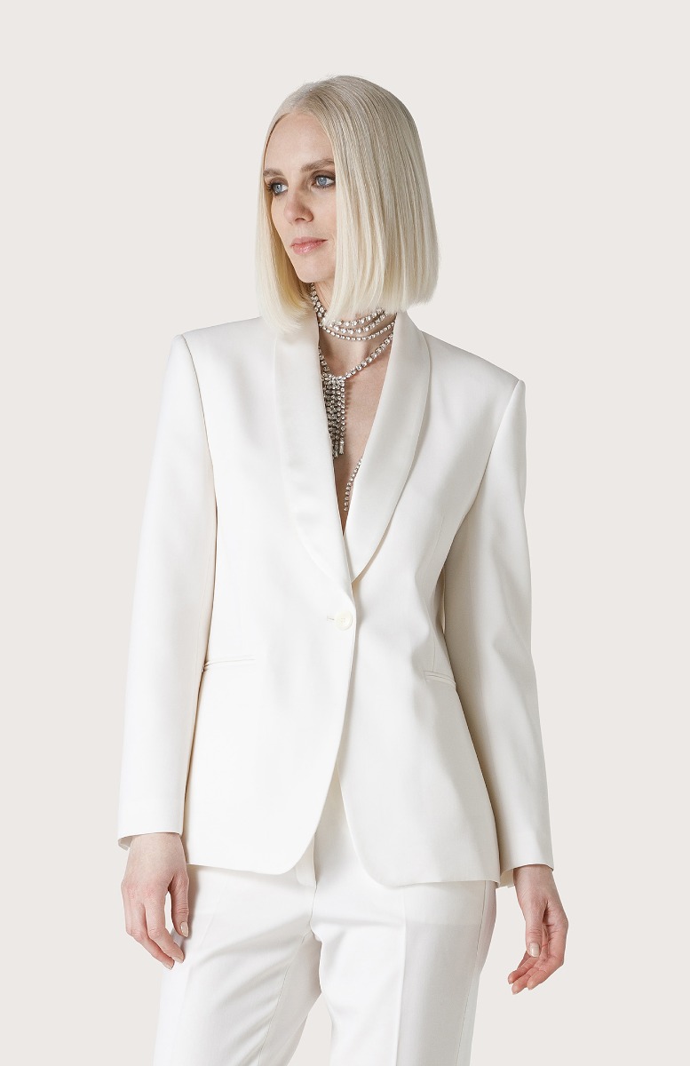 Seventy Giacca smoking con collo a scialle - Col. Bianco Soddisfazione Garantita