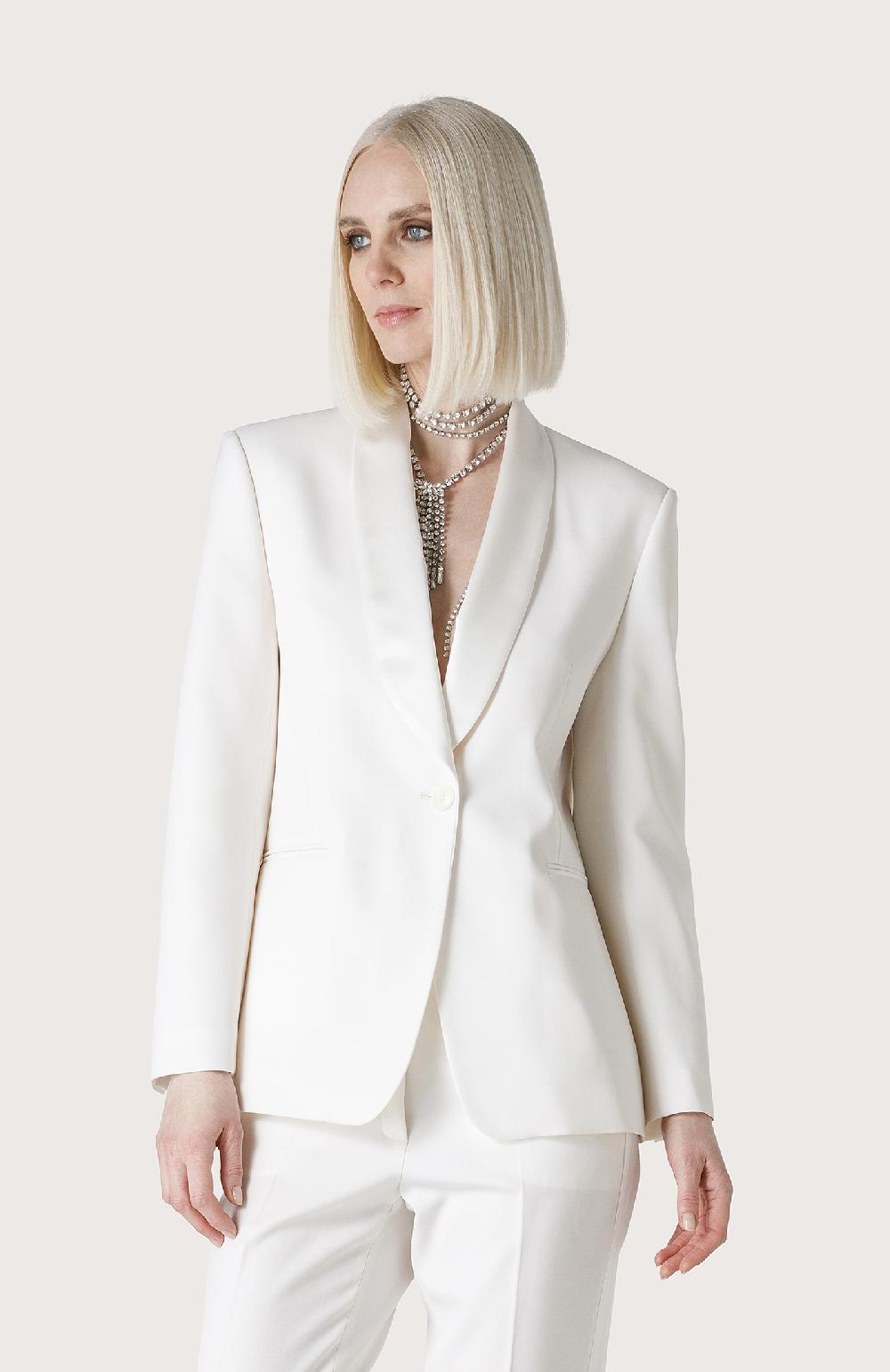 Seventy Giacca smoking con collo a scialle - Col. Bianco Soddisfazione Garantita