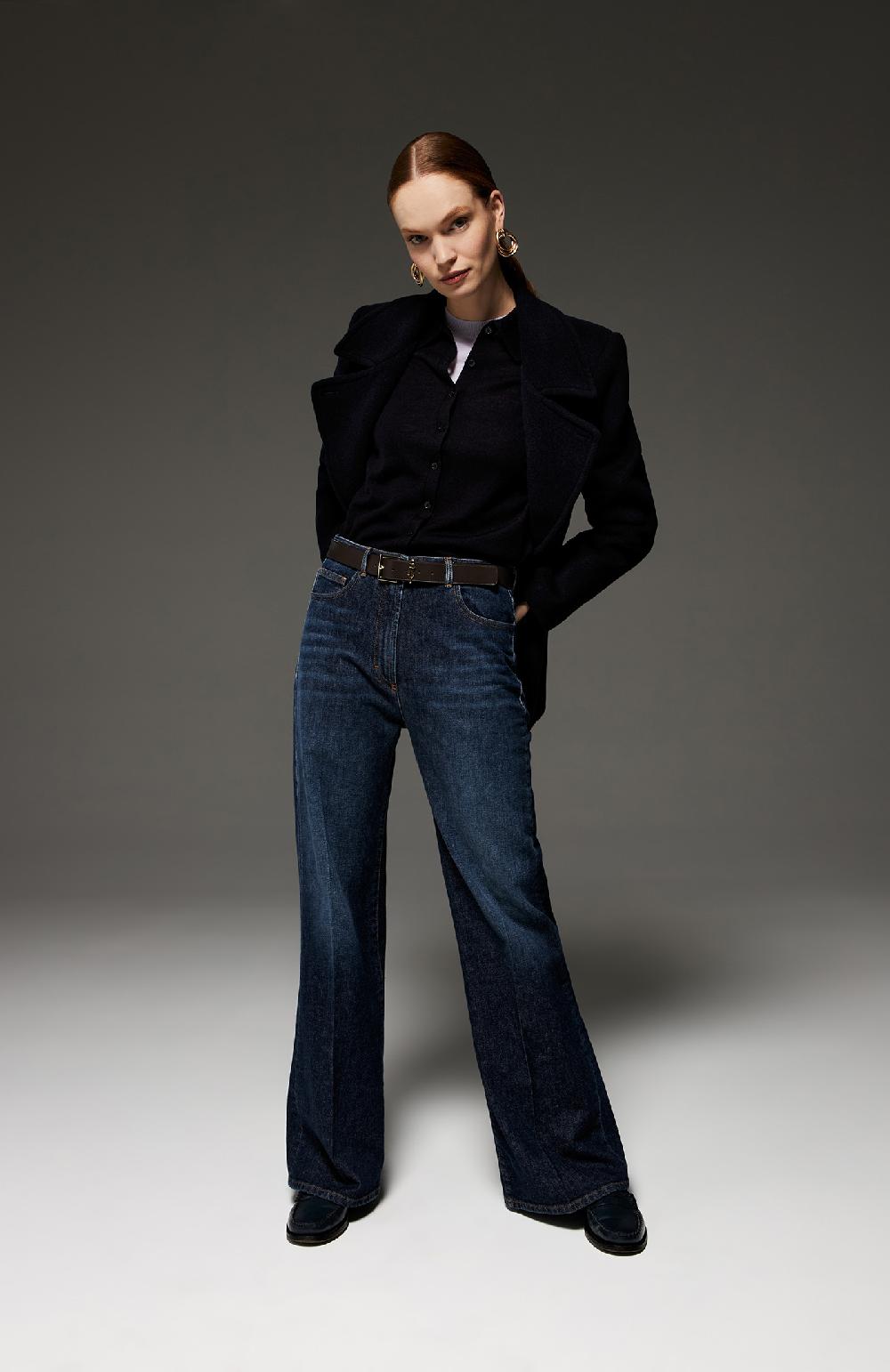 Seventy Jeans lunghi a vita alta in denim washed - Col. Blu Fino Al -60%