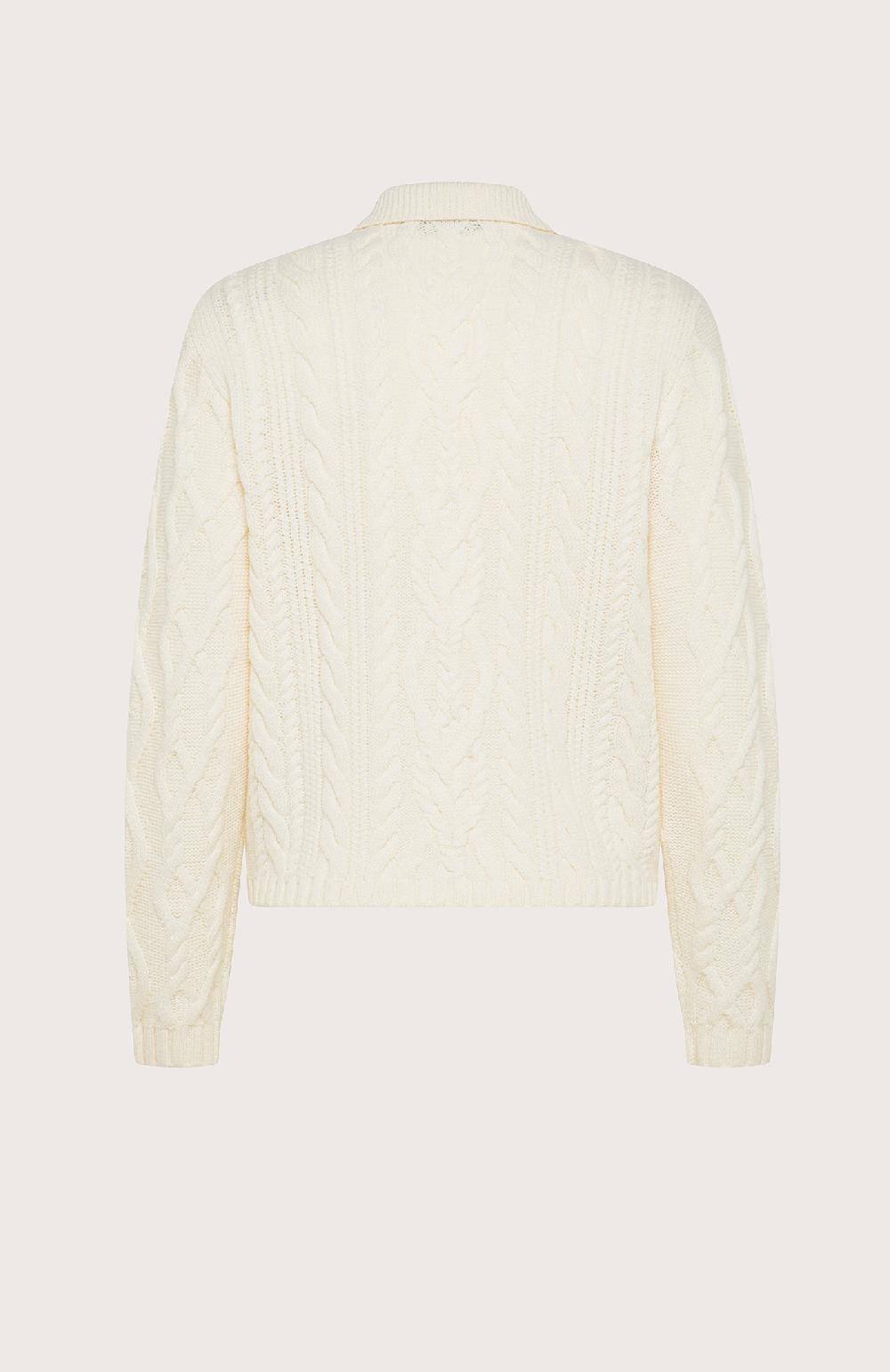 Seventy Cardigan a trecce con colletto in punto norvegese - Col. Neutro Nuova