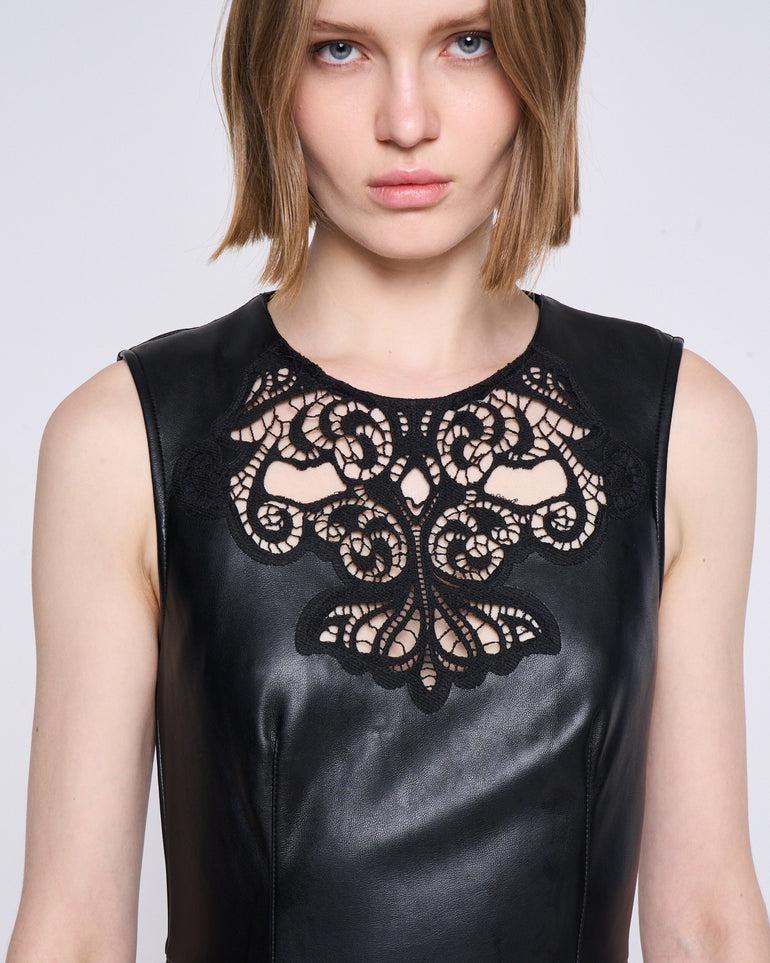 Silvian Heach Abito con pizzo in ecopelle Saldi
