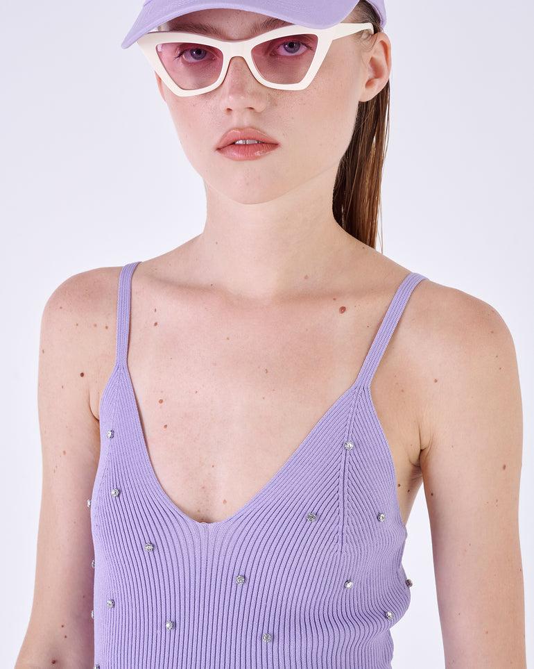 Silvian Heach Top a coste con strass Vendita Economica