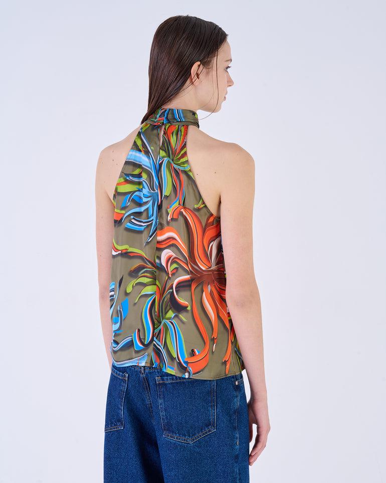 Silvian Heach Top stampato con scollo all'americana Saldi