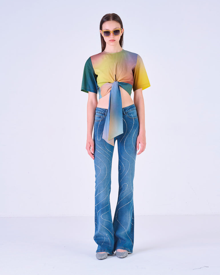 Silvian Heach Jeans a zampa con strass Spedizione gratuita