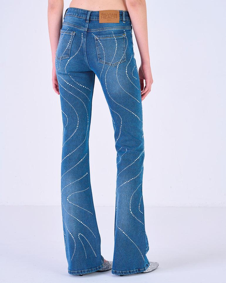 Silvian Heach Jeans a zampa con strass Spedizione gratuita