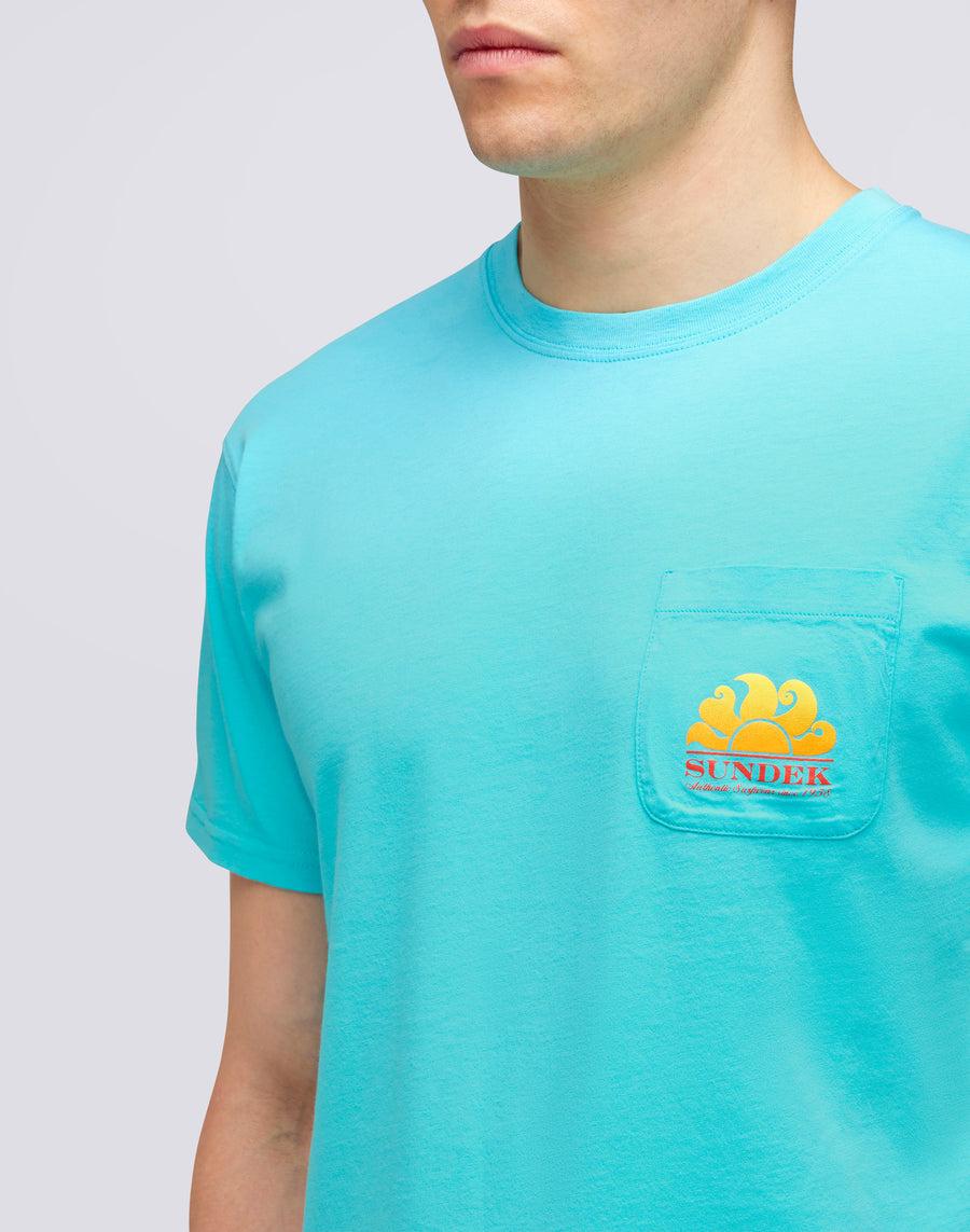 Sundek T-SHIRT NEW HERBERT GIROCOLLO CON MAXI-LOGO m028tej7800-05200 In Linea