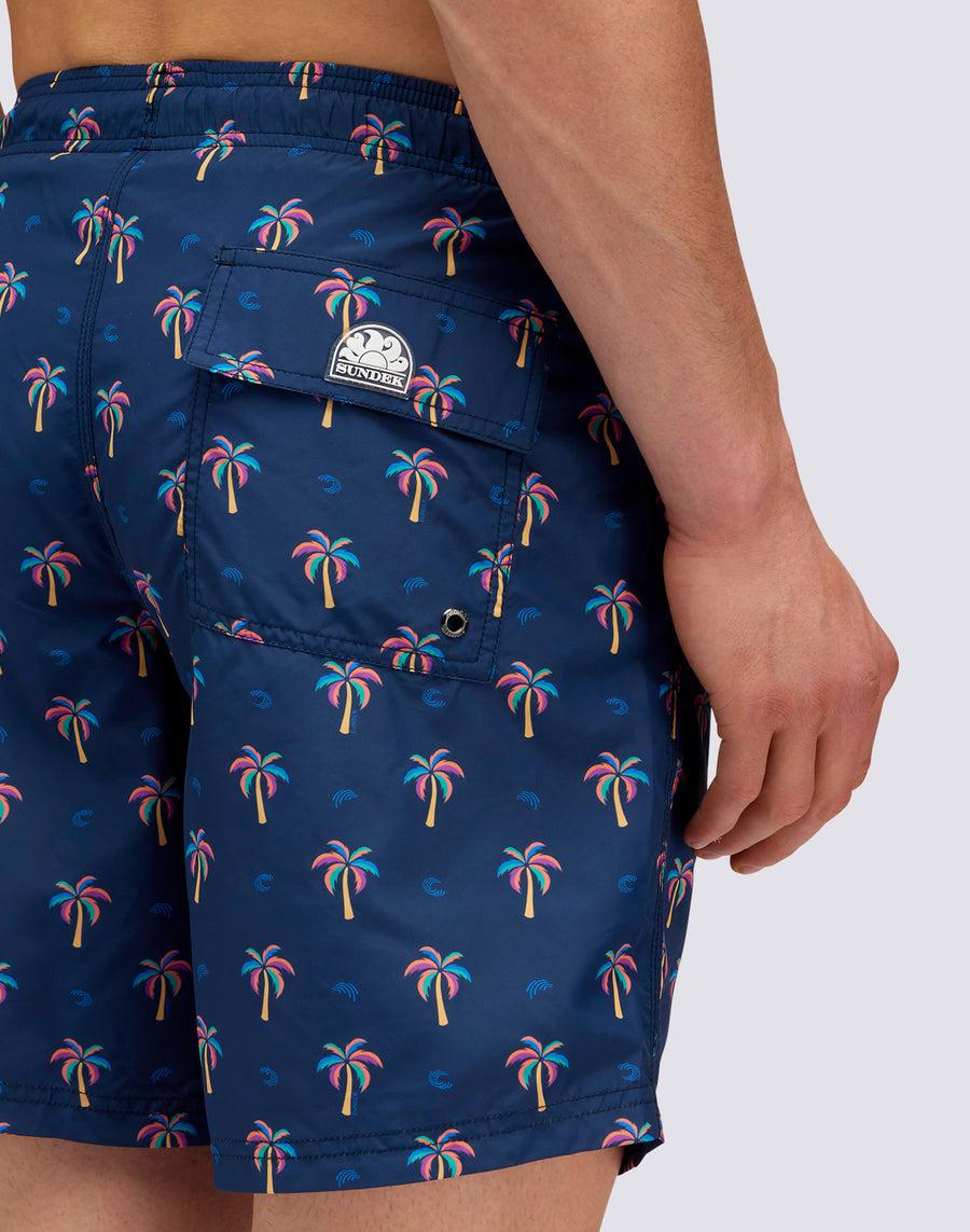 Sundek COSTUME DA BAGNO MEDIO VITA ELASTICATA STAMPA MINI PALM IN POLY RICICLATO m665bdrt48p-0078p Novità