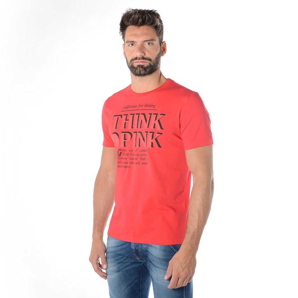 Think Pink T-shirt Uomo Manica Corta ss1900 Nuova