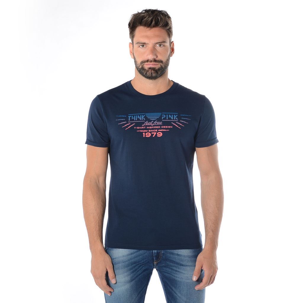 Think Pink T-shirt Uomo Manica Corta ss1902 Moda