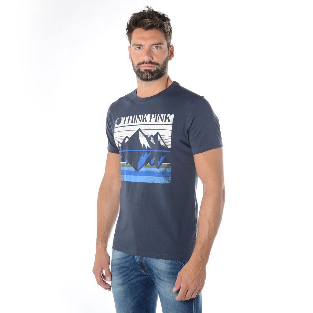 Think Pink T-shirt Uomo Manica Corta ss1907 Liquidazione