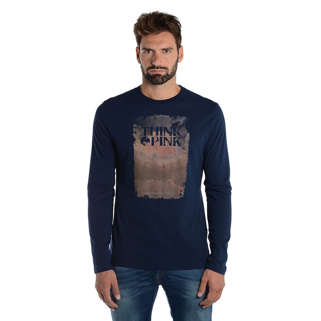 Think Pink T-shirt Uomo Manica Lunga fw1802 Novità