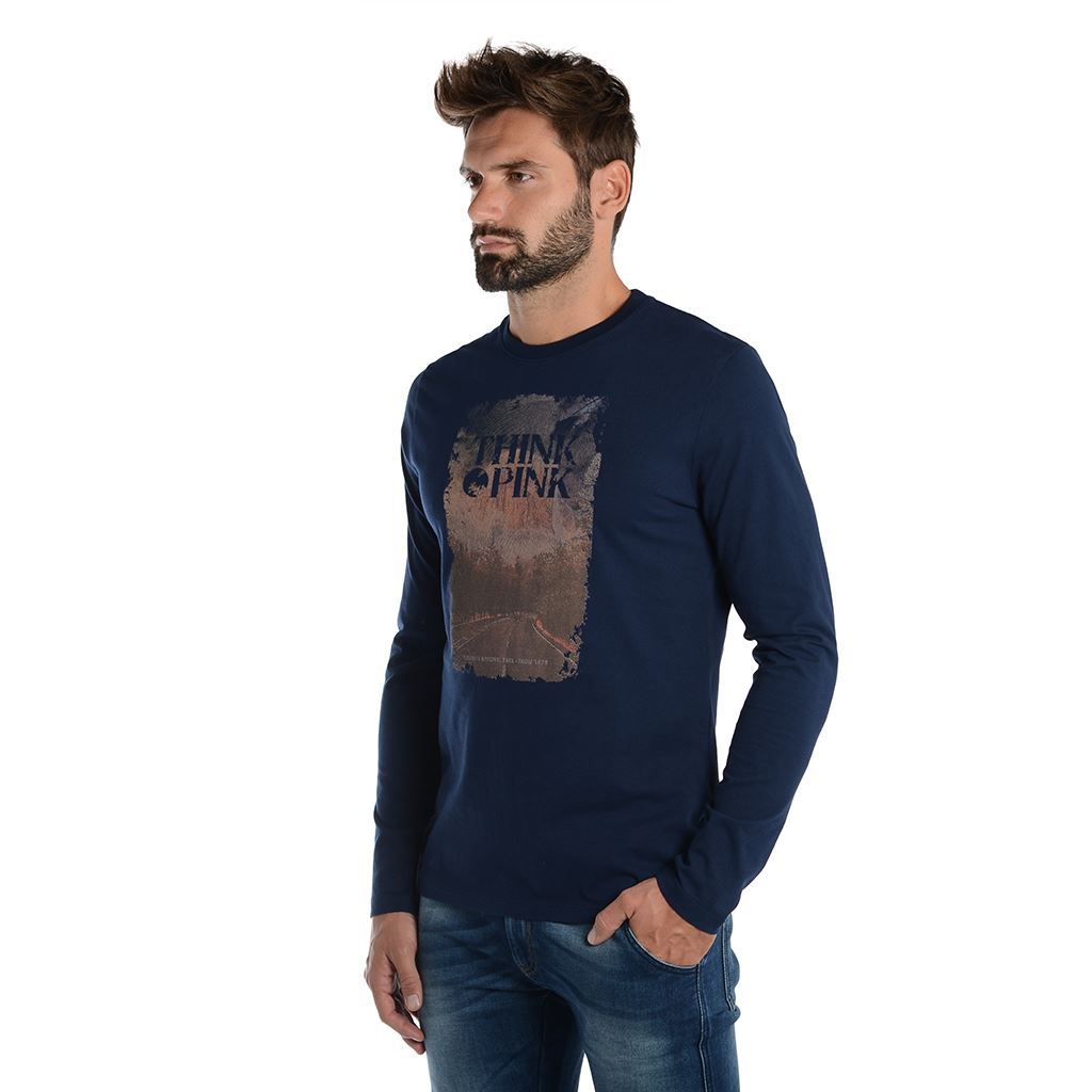 Think Pink T-shirt Uomo Manica Lunga fw1802 Novità