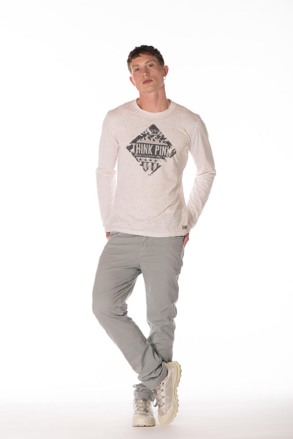 Think Pink T-shirt Uomo Manica Lunga fw1502 Consegna Veloce