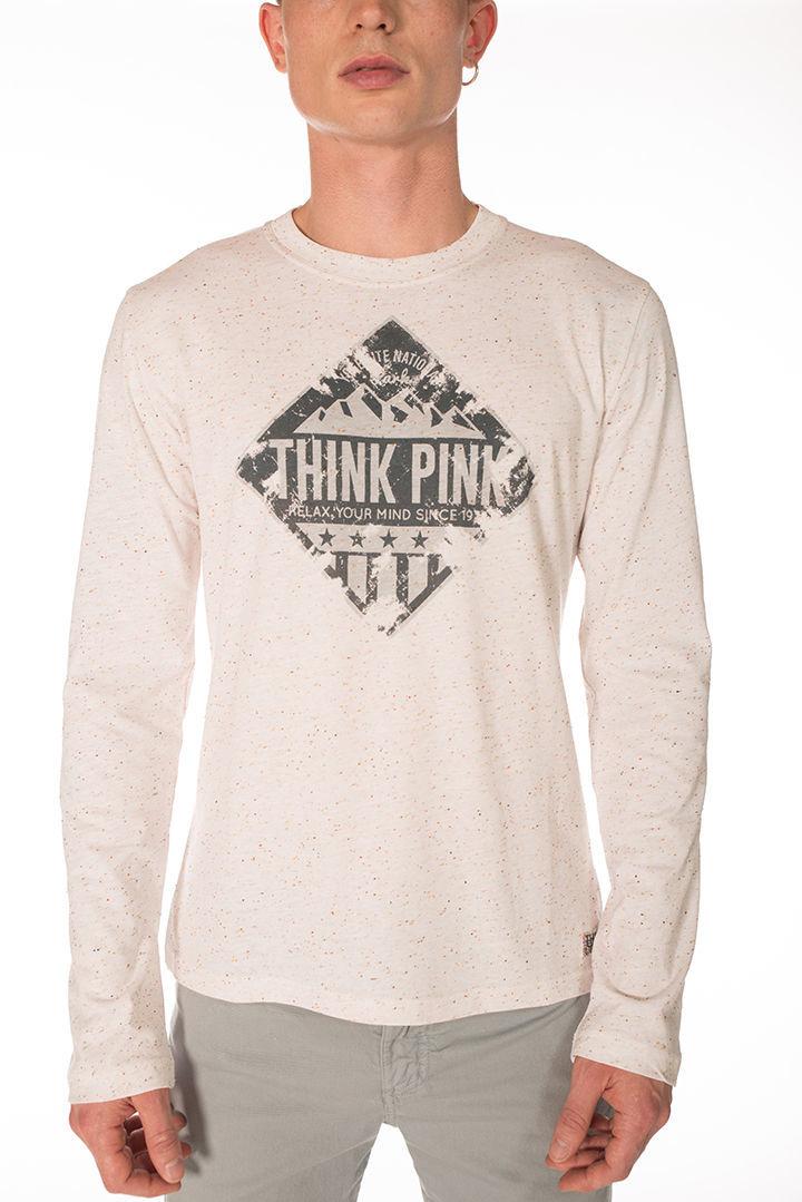 Think Pink T-shirt Uomo Manica Lunga fw1502 Consegna Veloce
