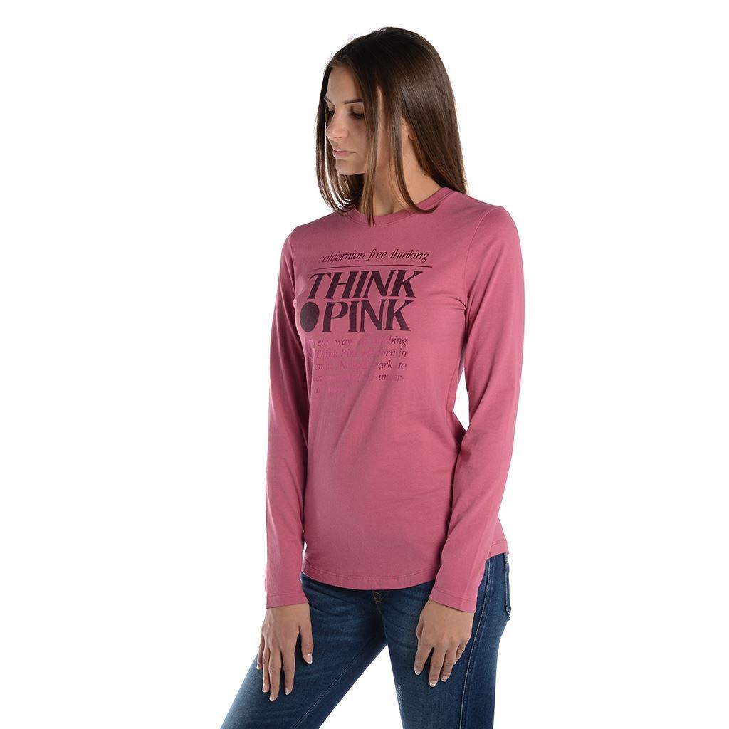 Think Pink T-shirt Donna Manica Lunga fw1800 Qualità