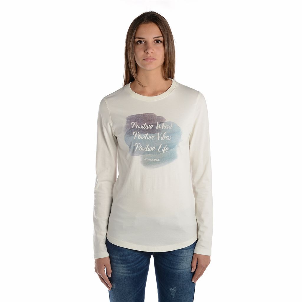 Think Pink T-shirt Donna Manica Lunga fw1802 Vendita