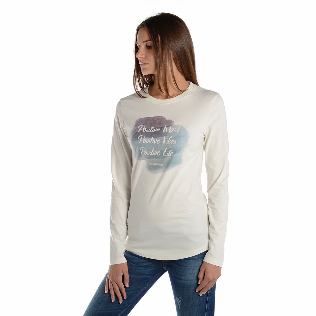 Think Pink T-shirt Donna Manica Lunga fw1802 Vendita