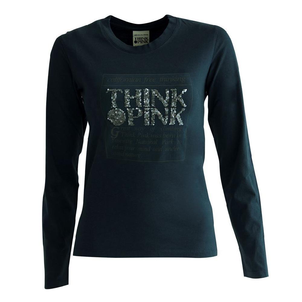 Think Pink T-shirt Donna Manica Lunga fw1600 Sconto