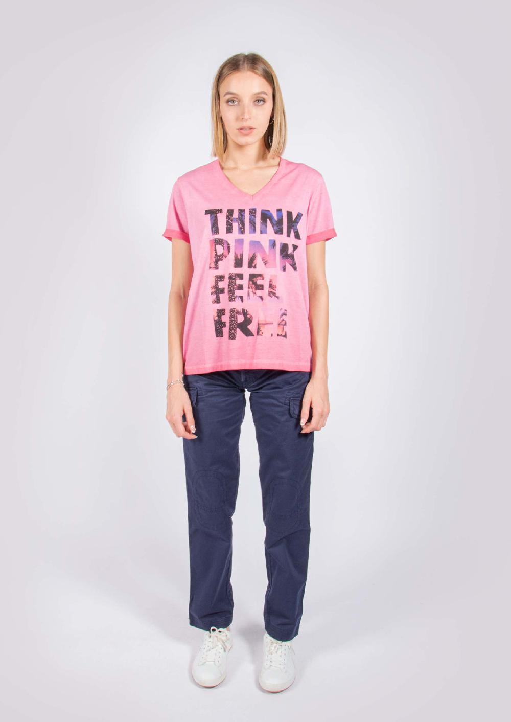 Think Pink T-Shirt donna manica corta ss1910 Spedizione Gratuita