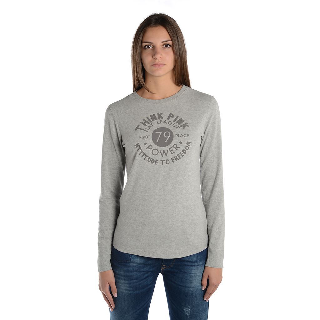 Think Pink T-shirt Donna Manica Lunga fw1801 Affare Del Giorno