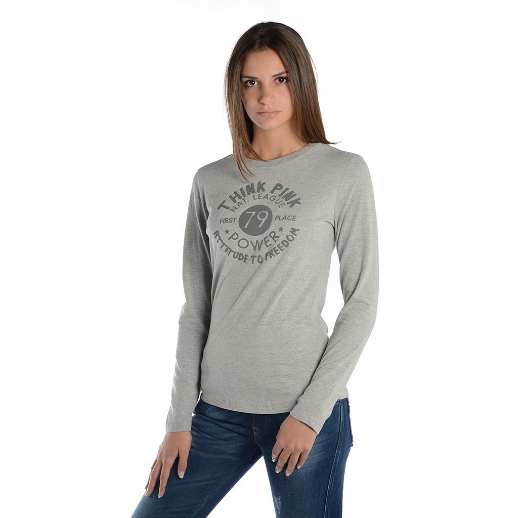 Think Pink T-shirt Donna Manica Lunga fw1801 Affare Del Giorno