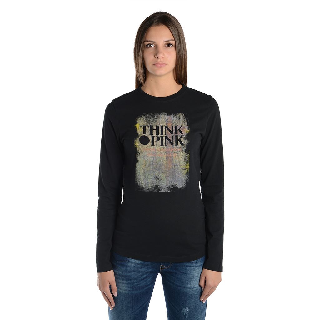 Think Pink T-shirt Donna Manica Lunga fw1805 Prezzo Ridotto