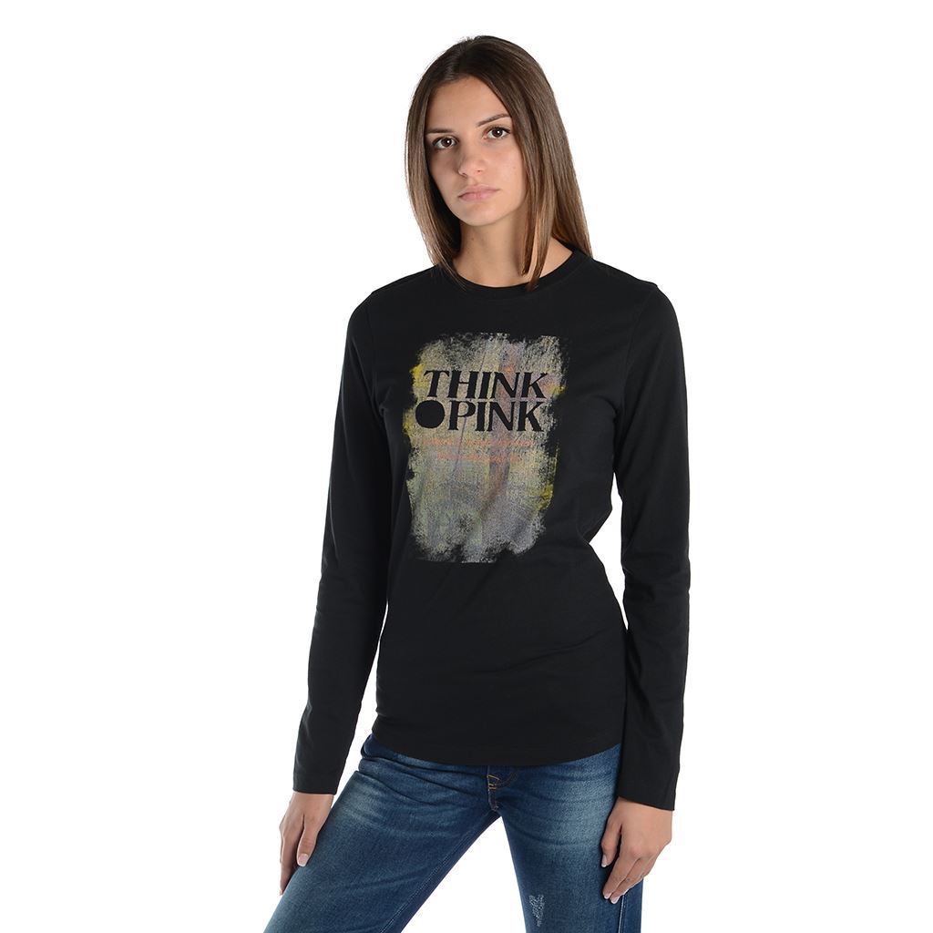 Think Pink T-shirt Donna Manica Lunga fw1805 Prezzo Ridotto