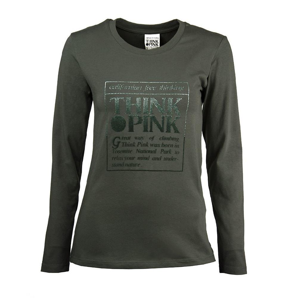 Think Pink T-shirt Donna Manica Lunga fw1700 Sconto