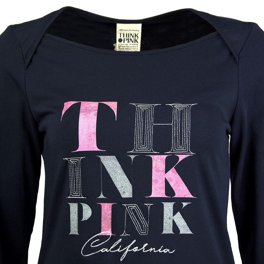 Think Pink T-shirt Donna Manica Lunga fw1703 Economico