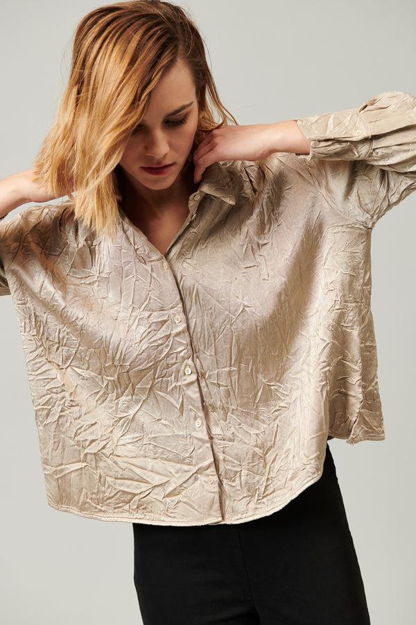 Transit Par Such Camicia fluida in raso di viscosa con effetto stropicciato. modello am – Transit Affare Del Giorno