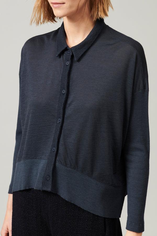 Transit Par Such Camicia over in jersey di lana con manica e fondo in costina | 1013.CF – Transit Sottocosto