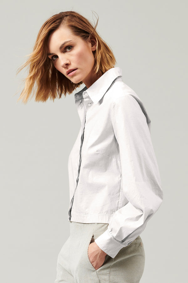 Transit Par Such Camicia in popeline di cotone stretch con manica voluminosa sagomata – Transit Presa