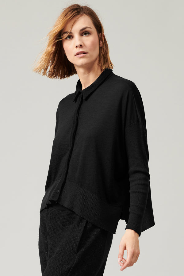 Transit Par Such Camicia over in jersey di lana con manica e fondo in costina | 1013.CF – Transit Economico