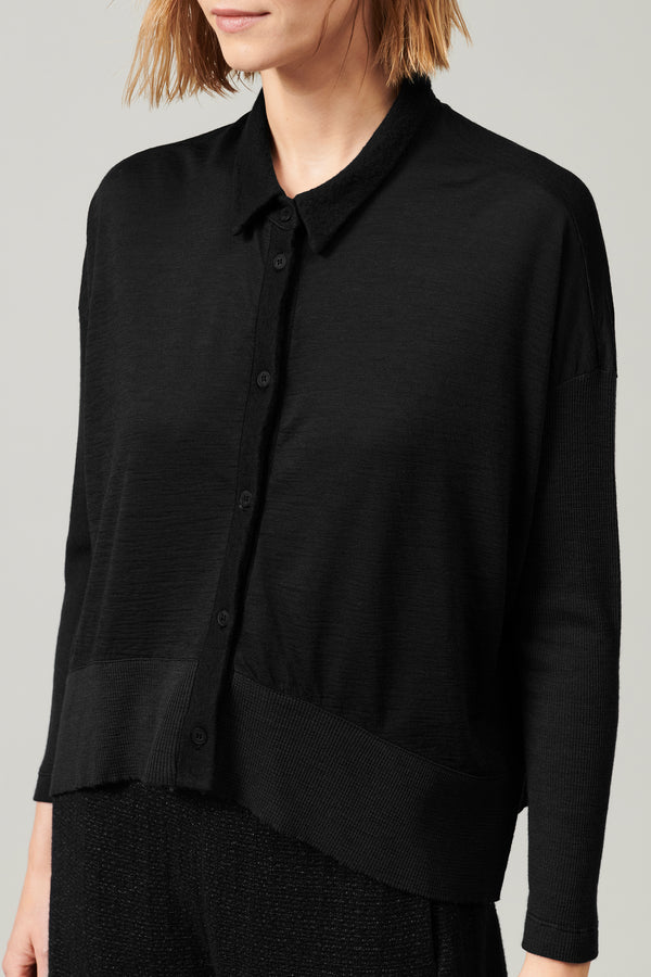 Transit Par Such Camicia over in jersey di lana con manica e fondo in costina | 1013.CF – Transit Economico