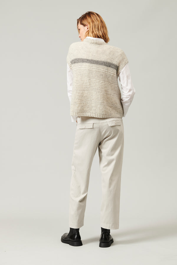 Transit Par Such Maglia senza maniche in lana ed alpaca motivo di riga a contrasto colo – Transit Offerta temporanea
