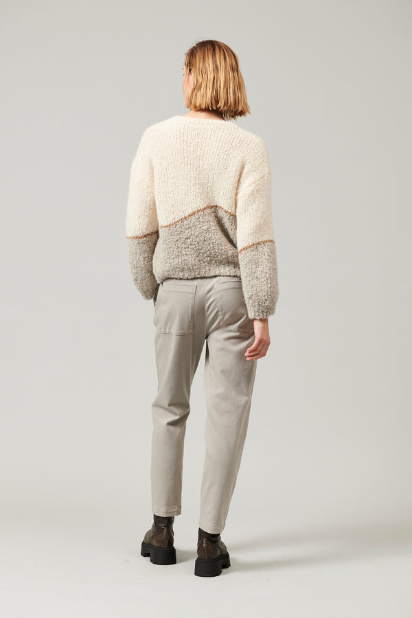 Transit Par Such Maglia oversize girocollo in filato di alpaca naturale con texture bou – Transit Nuovo