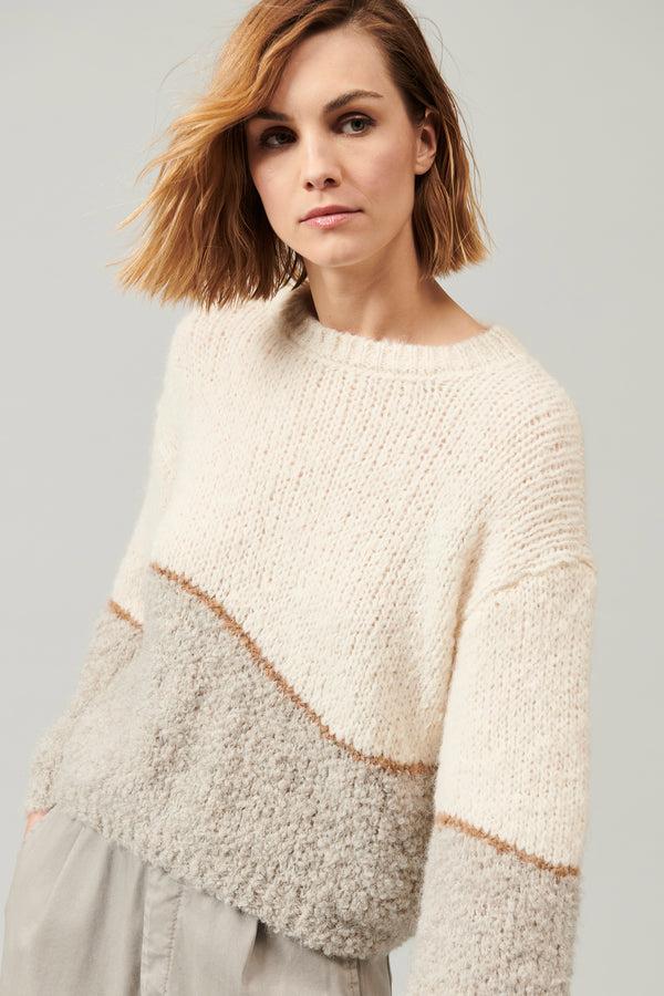 Transit Par Such Maglia oversize girocollo in filato di alpaca naturale con texture bou – Transit Nuovo
