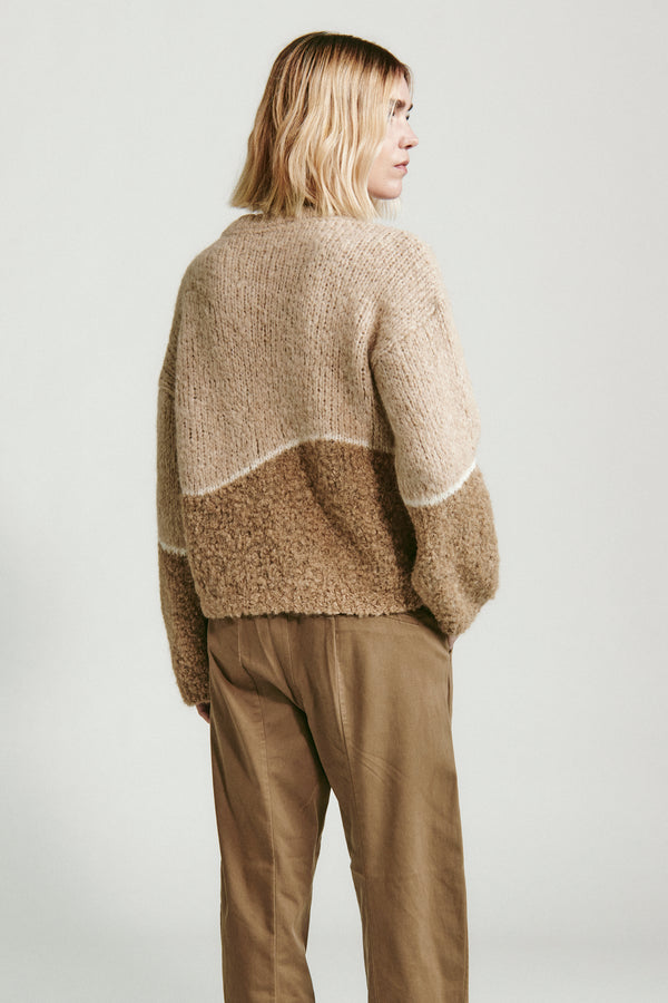 Transit Par Such Maglia oversize girocollo in filato di alpaca naturale con texture bou – Transit Qualità