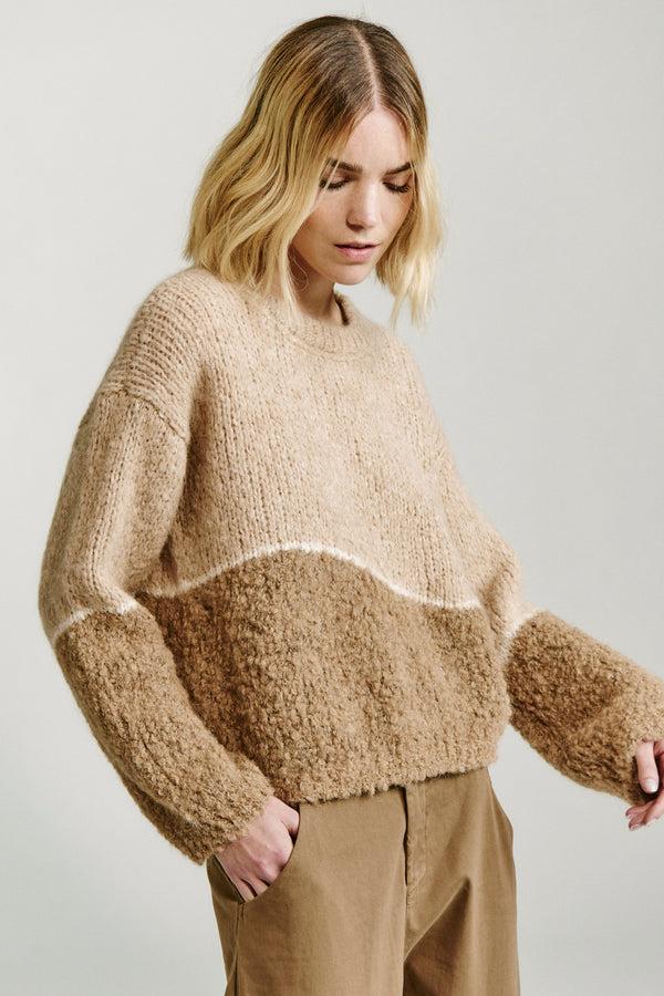 Transit Par Such Maglia oversize girocollo in filato di alpaca naturale con texture bou – Transit Qualità