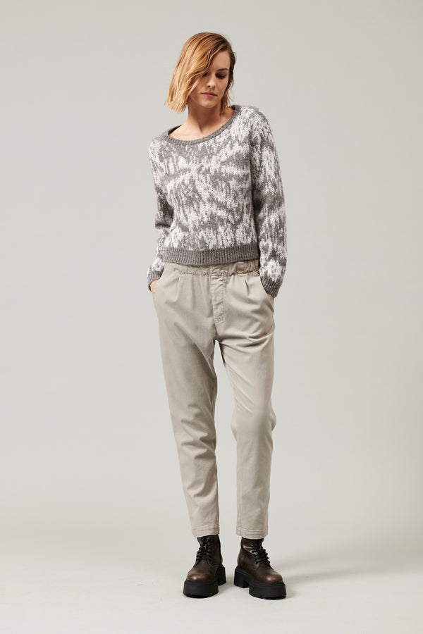 Transit Par Such Maglia girocollo a manica lunga in filato di alpaca e mohair con lavor – Transit Promozione