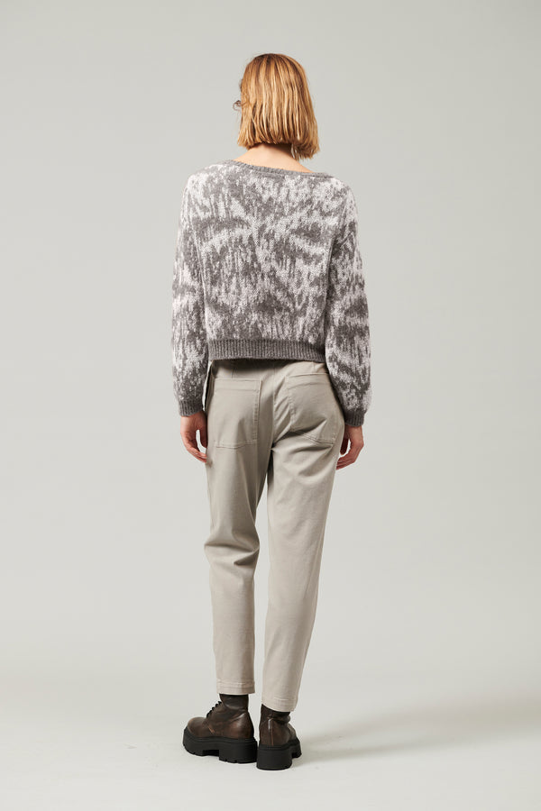 Transit Par Such Maglia girocollo a manica lunga in filato di alpaca e mohair con lavor – Transit Promozione