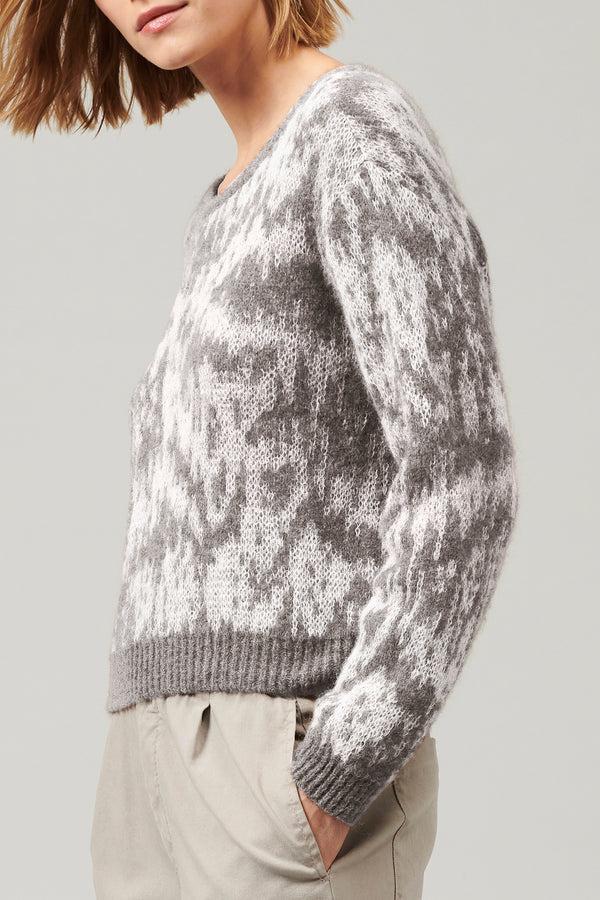 Transit Par Such Maglia girocollo a manica lunga in filato di alpaca e mohair con lavor – Transit Promozione