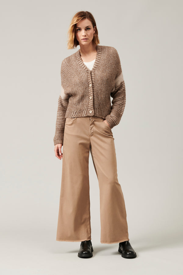 Transit Par Such Cardigan in lana ed alpaca con motivo di riga a contrasto colore | 101 – Transit Fino Al -60%