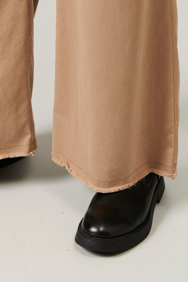 Transit Par Such Pantalone gamba larga e taglio a vivo sul fondo in viscosa e cotone st – Transit Negozio