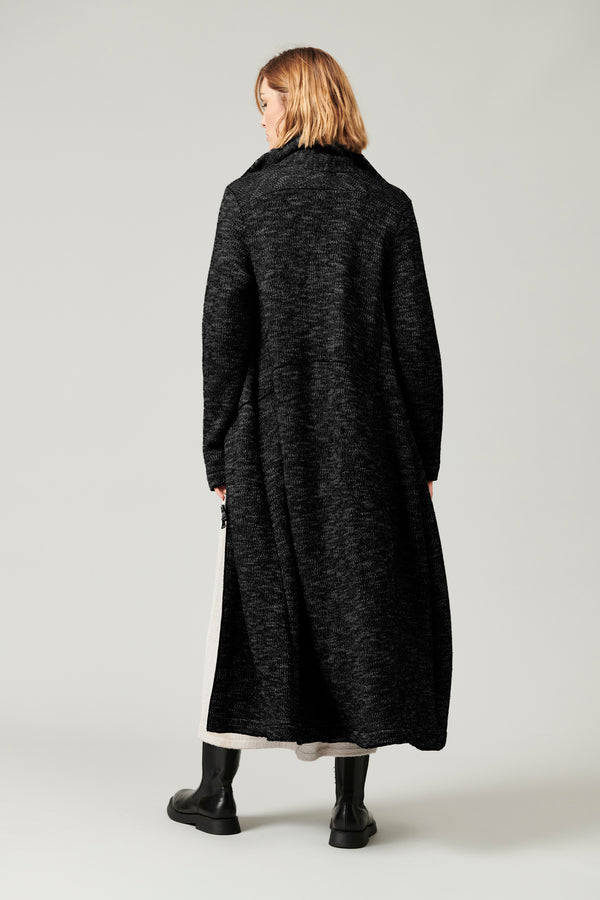 Transit Par Such Cappotto lungo di maglia in misto lana con ampio collo esterno in fant – Transit Italy