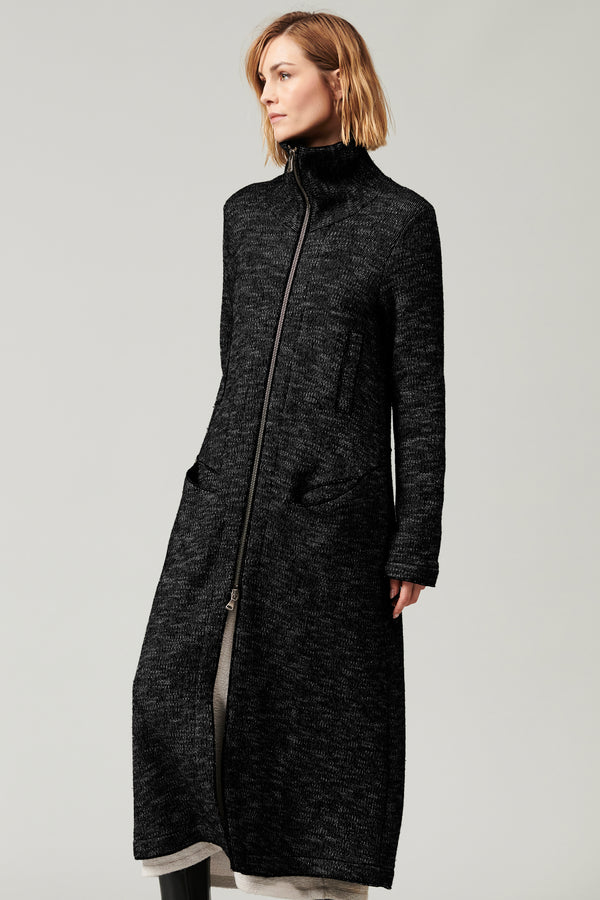 Transit Par Such Cappotto lungo di maglia in misto lana con ampio collo esterno in fant – Transit Italy