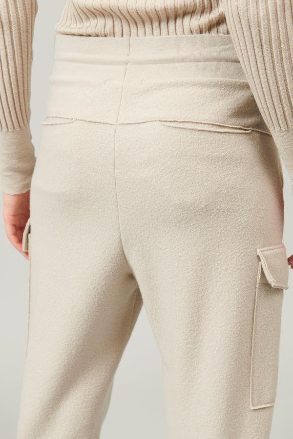 Transit Par Such Pantaloni cargo in panno di lana con cintura a coste di lana elastici – Transit In Vendita
