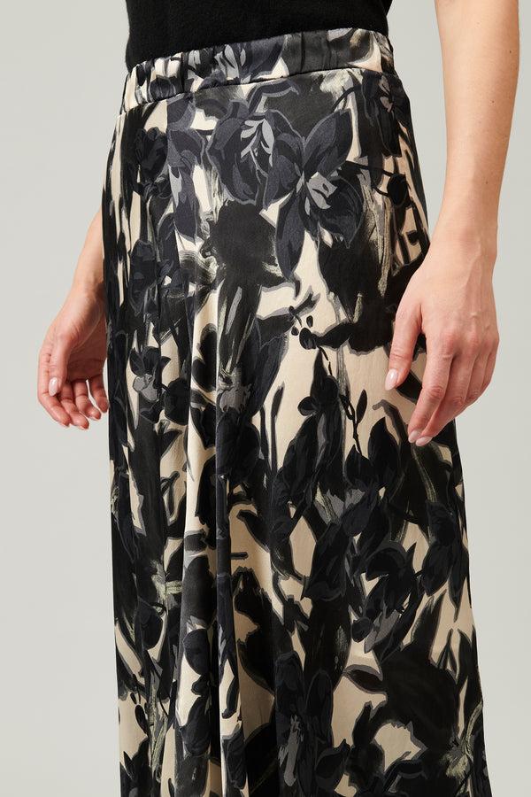 Transit Par Such Gonna fluida in raso di seta con stampa colorata floreale lunghezza a – Transit Moda