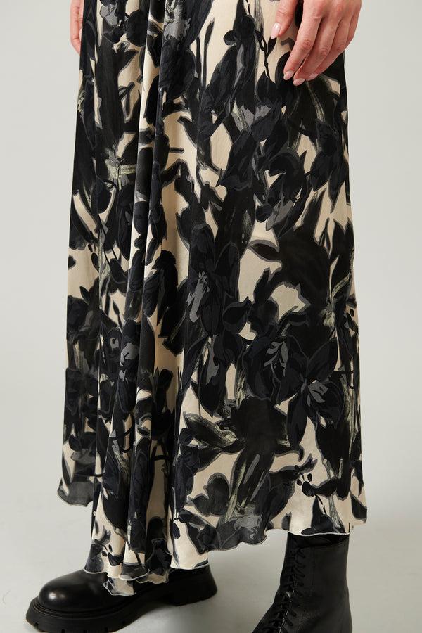 Transit Par Such Gonna fluida in raso di seta con stampa colorata floreale lunghezza a – Transit Moda
