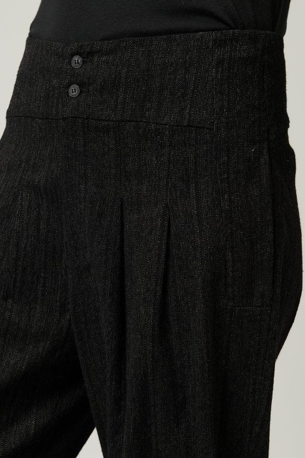 Transit Par Such Pantalone rigato linea bombé com pinces in cotone e viscosa stretch | – Transit Italy